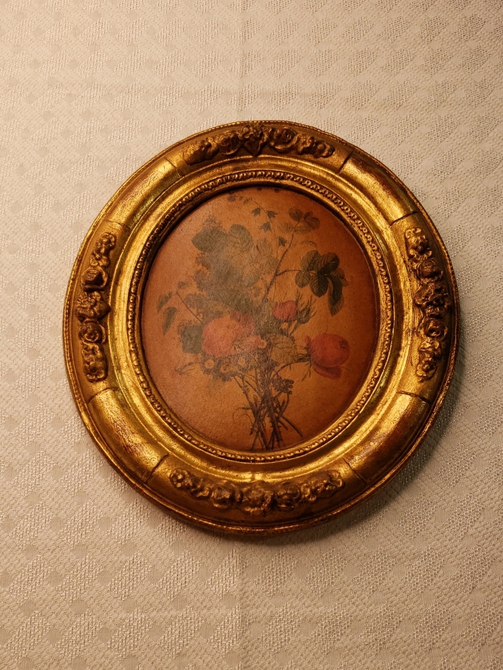 Borghese Oval Floral Roses Plaster Wall Accent